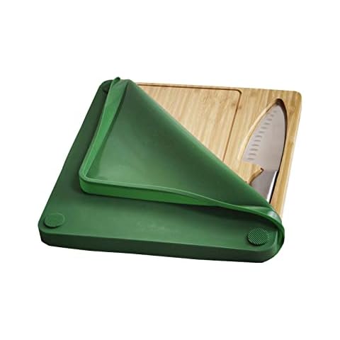 FIRESIDE OUTDOOR Switchback Travel Cutting Board | 13" x 12" Bamboo Cutting Board | Included Chef's Knife, Silicone Travel Cover | Perfect For RV'ing, Tailgating, Camping, Boating, or Picnics Cover