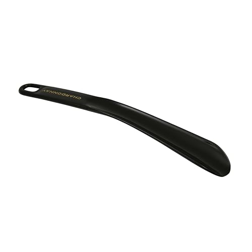 Image of Chardonnay Shoe Horn | Travel Friendly Shoe Wearing Stick for Men & Women | Medium Handle | Easy Slip-On for Shoes | Elegant Business, Wedding & Casual Formal Footwear Accessory - Black