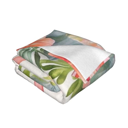 Plaid en flanelle ultra douce et légère, couverture chaude imprimé fleurs