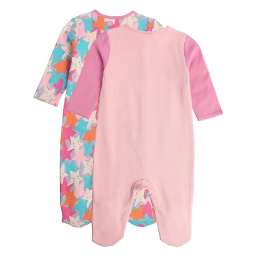 Image of miniklub Baby Girls Round Neck Full Length Knit Sleep Suit, Pack of 2 (Multi Color)