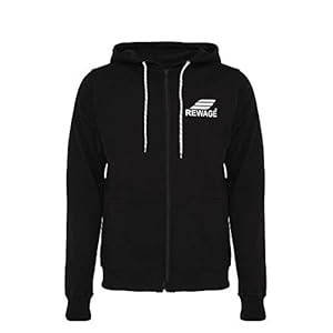 REWAGE Heren Hoodie Met Rits en Logo – Zwart -Maat XL