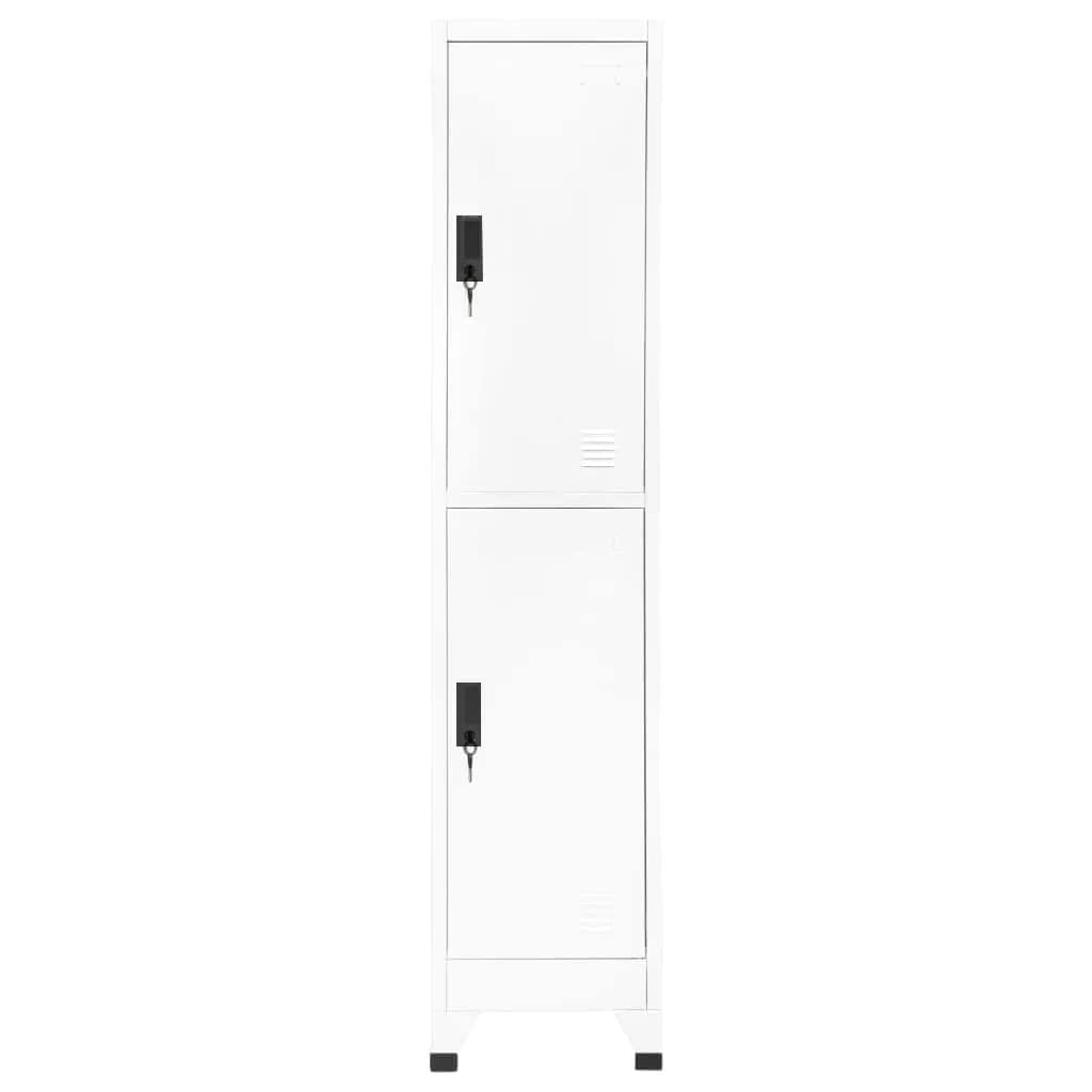 SYDE Armadio in acciaio bianco, 38 x 45 x 180 cm | Porte Ventilate con Serratura, Appendiabiti Interni, Porta Etichette, Scuola e Ufficio