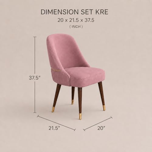 Image of WOODEN SPACE 6-Seater Wooden Dining Table Set | Nano Composite Marble Top | Solid Wood Base | Modern Dining Room Furniture with 6 Chairs (Pink Grand Aura)