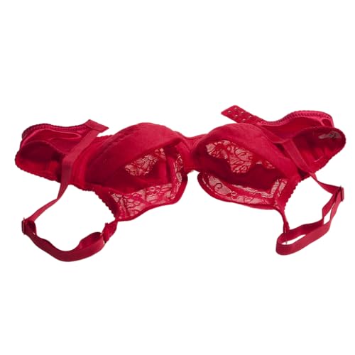 LIXSAZSE Sexy und Bezaubernder Silikon Brustprothesen Taschen BH, mehrere Größen erhältlich, Baumwoll Taschen BH für Silikonbrüste, Rot, 38/85D