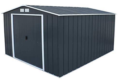 Duramax Eco 10 X 12 (11.68 M2) Metal Garden Storage Shed, Hot-Dipped Galvanized Metal Garden Shed, Tool Storage Shed, Strong Reinforced Roof Structure, Maintenance-Free Metal Shed, Anthracite - 5