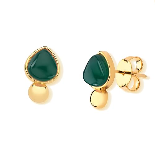 BStones Brazilian Stones – Agate Stone Stud Earrings for Women, Natural Brazilian Skilled Crafted Gemstone, Hypoallergenic 18K Gold Plated, 3/4 inch (1,5 cm), Original, Fashion & Elegant, Great for Work, Office & Parties, Organic Birthstone, Small Unique Crystal, Perfect for Birthdays!