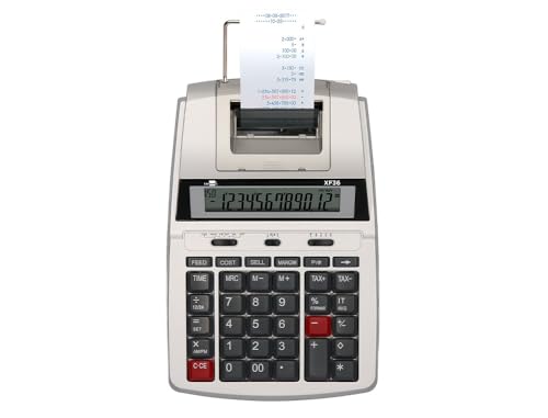 Calculatrice imprimante écran bicolore 12 chiffres grand format blanc 235x155 mm