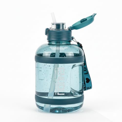 Image of Ryaco Water Bottle with Time Marker, Large Capacity Leakproof BPA Free JugWater Bottle with Time Marker | Large Capacity Leakproof Gym Bottle | BPA Free Motivational (Chathams Blue, 2.2-Liter)