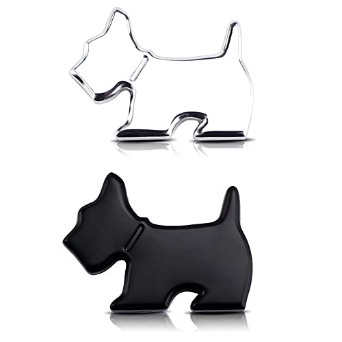 Image of YSY 2Pcs Head Front Dog Emblem Totem Logo Badge Car Sticker Auto Decoration Car Body Decal Automobile Accessories(A) (3D Dog, Silver)