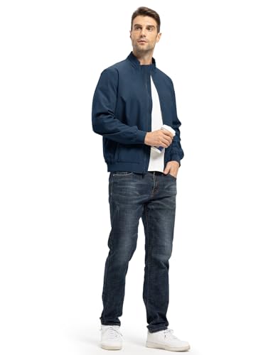 Image of TBMPOY Mens Lightweight Jackets Light Windbreaker Full Zip Casual Work Jacket Golf Business Fall Track Coat with Pockets