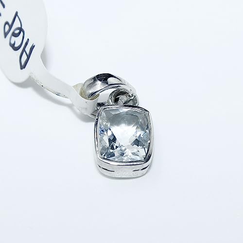 Pendentif aigue-marine naturelle et breloque locket argent - 5
