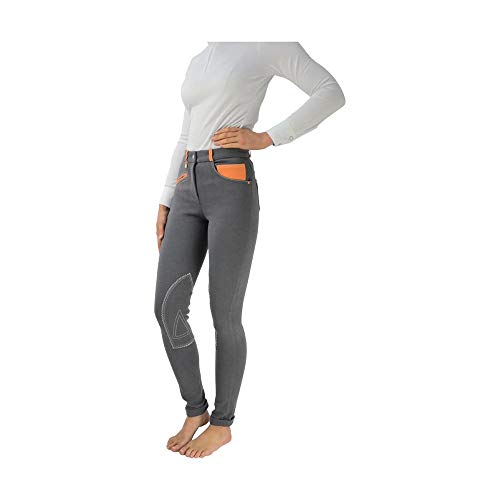 HyPERFORMANCE Womens/Ladies Jean Look Jodhpurs (26in) (Gray/Orange)