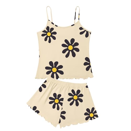 Image of American Trends Cute Pajamas for Women Strawberry Print Cami Top and Shorts Pj Set Two Piece Pajama Set Sleepwear Sleep Set