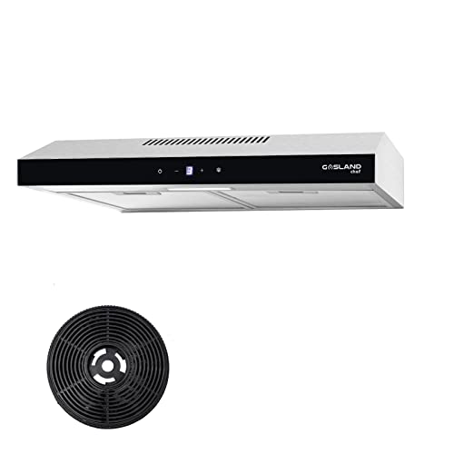 Gasland Chef SR60SS Hotte aspirante 60cm à recyclage, Hotte aspirante silencieuse évacuation d'air 202 m³/h filtre à charbon actif 3 niveaux Touch Control Hotte sous plan avec filtre Acier inox Argent