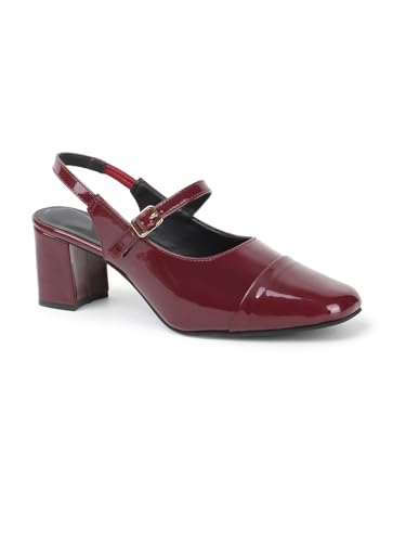Image of TRYME Women Mary Jane Block Heels | Single Strap Round Toe Pumps | Comfortable Chunky Heel Shoes | Stylish Formal Casual Office Party Footwear