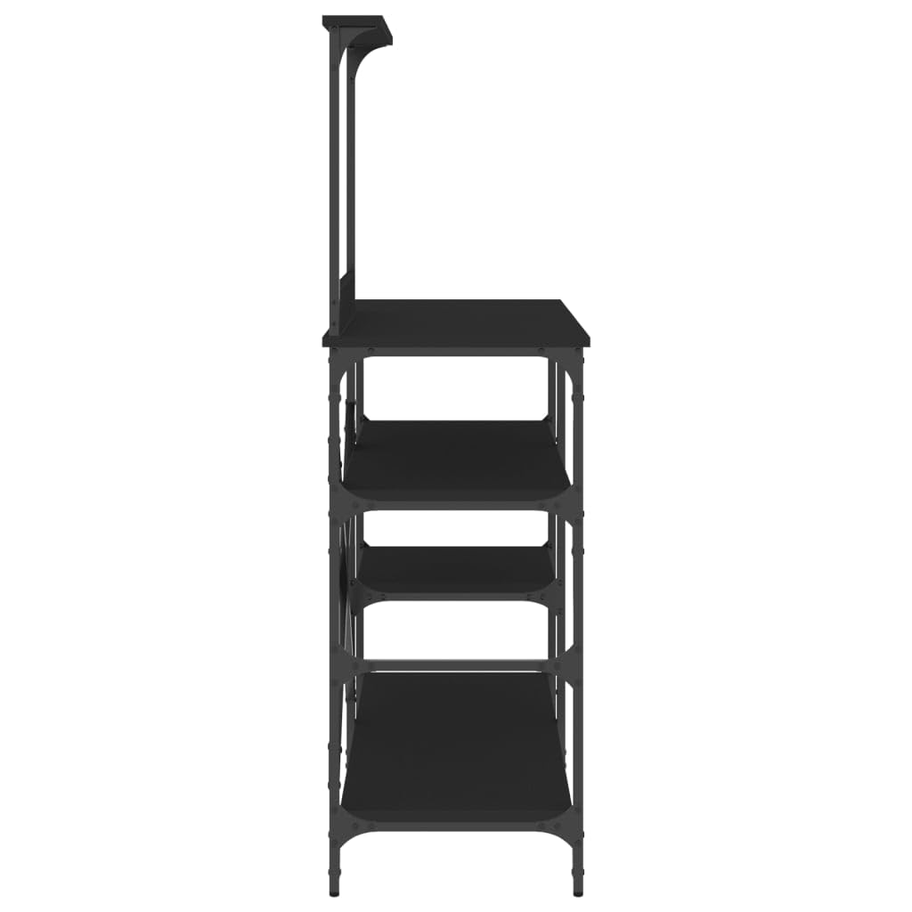 Bäckerregal, schwarz, 90 x 40 x 132 cm, Holzwerkstoff und Metall