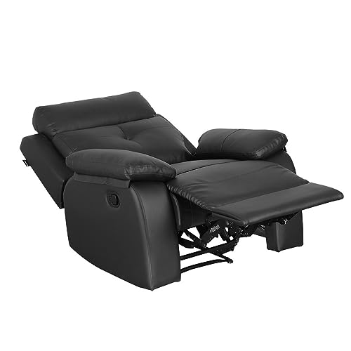 Image of Recliners India - Ohio Single Seater Recliner Sofa | 3 Modes of Comfort | Manual Recliner Chair | Cushion Armrest | Living Room Recliner Sofa | 1-Year Manufacturer Warranty | Colour- Black