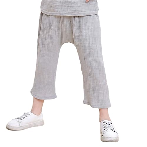 Toddler Boys Girls Basic Cotton Linen Cropped Harem Pants Little Kids Summer Casual Loose Bloomers Ankle Pants2