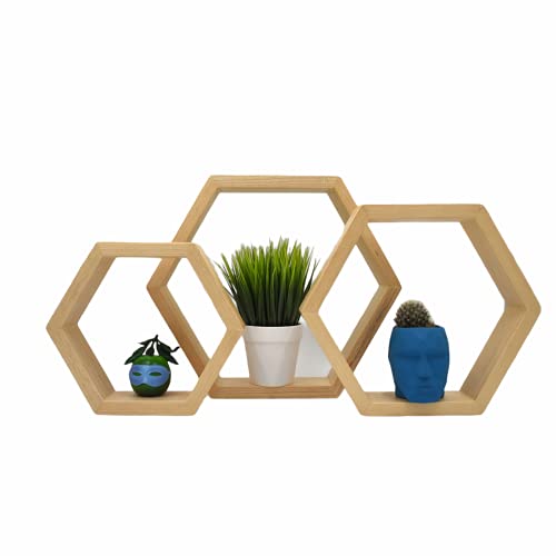 Reviews y listado de Estantería madera pino para comprar hoy. 34 Namore | Set de 3 Repisas Flotantes Hexagonales Montessori | 100% Madera | Ideal para niños | Repisas Decorativas para Sala, Comedor, Cocina, baño.