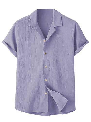 Image of TAGDO Men's Regular Fit Textured Fabric Shirts | Camp Collar & Short Sleeve Button-Down Shirt for Man | Comfortable with Smart Casual Look, Summer Beachwear (5171)