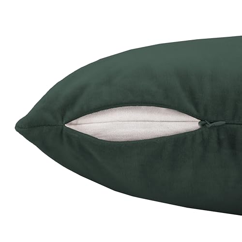 Image of R home Velvet Cushion Cover | Pack of 2 | for Sofa, Bed, Car, Living Room & Chair | Decorative Throw Reversible Cushion Covers (2, SEAWOOD Green, 18 X 18 INCH)