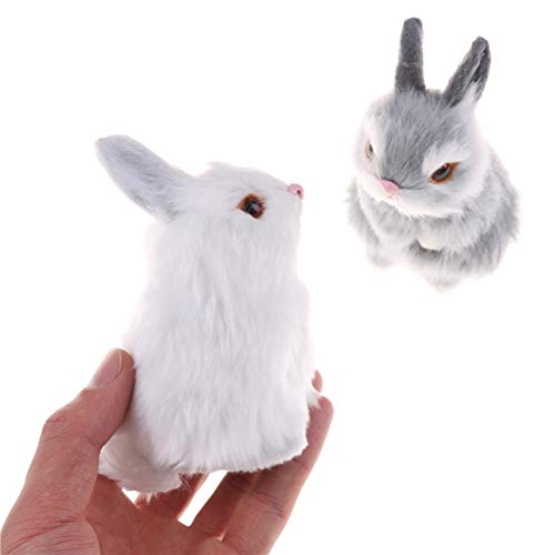 Gudves Mini Realistic Cute Plush Rabbits Fur Lifelike Animal Easter Bunny Simulation Toy Model Gift Miniatures Decorations (Rabbit Plush Toys) #TOP7