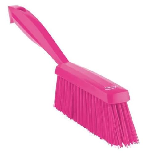 Vikan 45891 Bench Cleaning Brush, Polypropylene/Polyester Medium Bristle Dustpan Brush &amp; Sweeper, 14 Inch, Pink