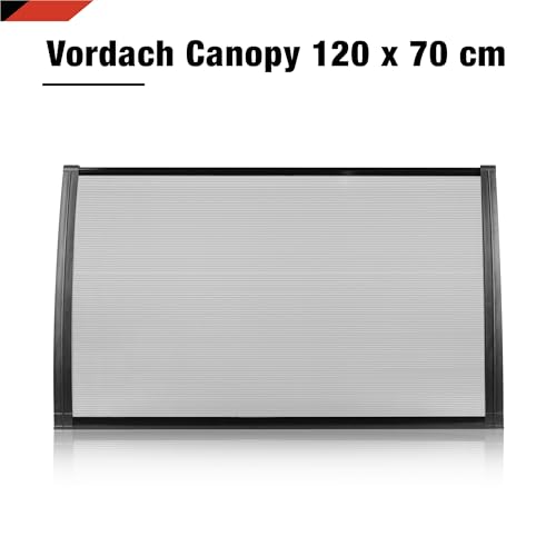 Vordach | Haustürvordach | Eingangsüberdachung 120 x 70 cm aus Polycarbonat, Stärke 4 mm, klar