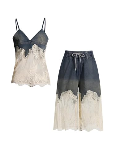 Ensemble deux pièces Pohullan en dentelle haute couture et col V