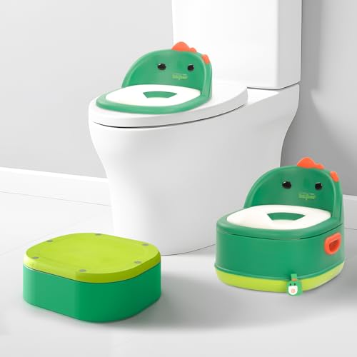 Image of Baybee 3-in-1 Baby Potty Training Seat | Comfortable & Safe Kids Potty Chair with Anti-Slip Toilet Seat, Removable Pot, Handles & Splash Guard | Potty Seat for Boys & Girls (Melon Green)