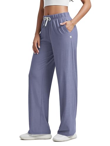 ODODOS Women's Straight Leg Pants Ultra Soft Stratum Tech Relaxed Casual Pajama Lounge Pants with Pockets-29 Inseam, Cosmic Heather, Small