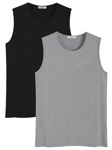 Latuza Men's Bamboo Viscose Muscle Tank Top Sleeveless Workout Shirt 2 Pack
