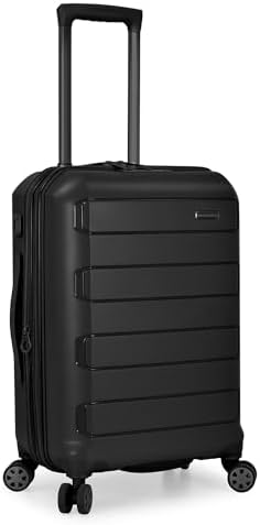 Traveler’s Choice Pagosa Indestructible Hardshell Expandable Spinner Luggage, Black, Carry-on