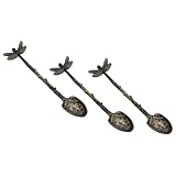 Uonlytech Vintage Kaffeelöffel 3 Stück Edelstahl Dessertlöffel mit Libellen Motiv Glatte Kanten Vielseitig für Kaffee Salat und Eis Robust und Formstabil Geeignet für Zuhause und