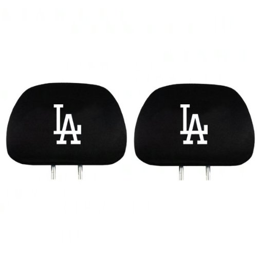 Team Promark HRML15 Headrest Covers -set of 2- Dodgers-HR- Black
