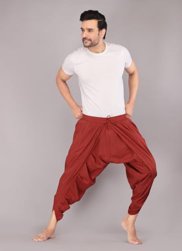 Image of Urali Men's Solid 100% Cotton Dhoti Pants - D100A