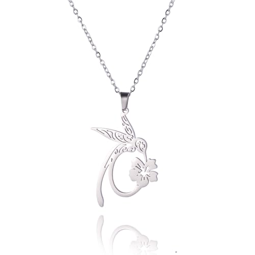 Dreamtimes Colibrí Cardenal Collar Colgante para Mujeres Dainty Bird Flor Joyería Fuerte Valiente Libre Colibrí Collar Regalos (plata)