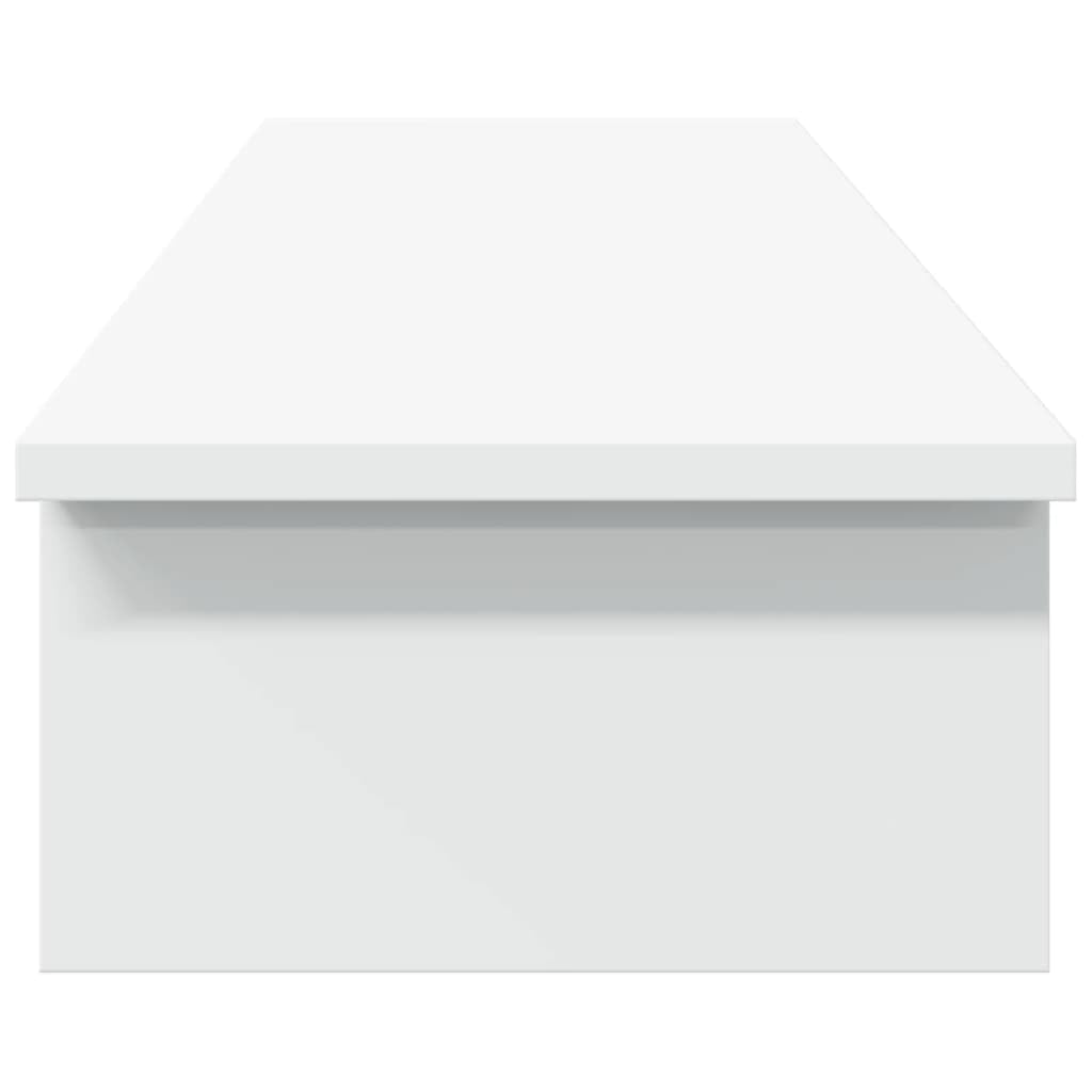 Supporto per monitor in legno bianco, 100 x 27 x 15 cm, per due monitor e laptop, con ripiano per ufficio, casa, gioco, postazione di lavoro, portata 20 kg