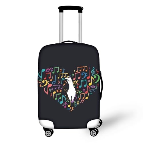 Alpacas And Musical Notes Luggage Suitcase Covers for Luggage Elastic Luggage Cover Protector Scratch Resistant Travel Suitcase Cover Fits 18-32 Inch Luggage Travel Bag Cover Travel Covers-M