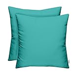 RSH DECOR: Sunbrella Square Throw Pillows Set of 2 | 20' x 20' | Water and Fade-Resistant Performance Fabric | Outdoor Pillow Covers with Down-Alternative Inserts | Canvas Aruba-Made in USA