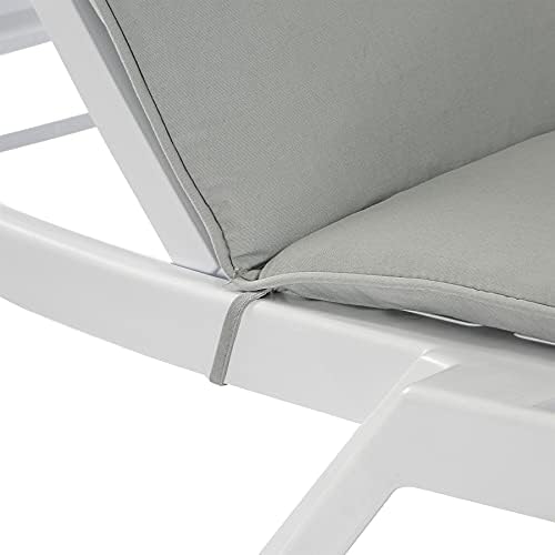 2x Grey 180cm x 50cm Sun Lounger Cushions - Replacement Outdoor Garden Patio Sunbed Chair Pad - Master Range Harbour Housewares - Cushion Only