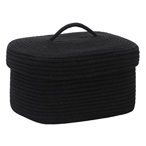 Sea Team Panier de rangement ovale en corde de coton avec couvercle, panier de rangement tissé avec couvercle, panier de rangement pour chambre d'enfant,...