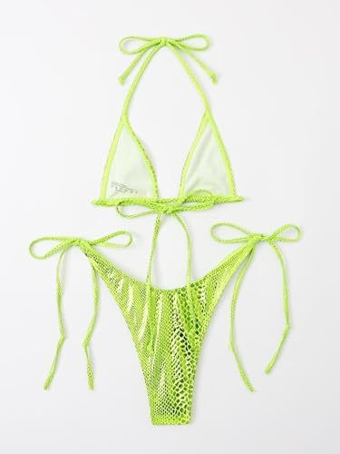 Women's Metallic Snakeskin Print Bathing Suit High Waisted Triangle Tie Side Swimsuit Bikini Set2