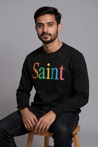 ©SAINT M×××××× COLOFUL SAINT CRW SWT Buy stilotee Saint Multicolor Letter Black Sweatshirt for Men