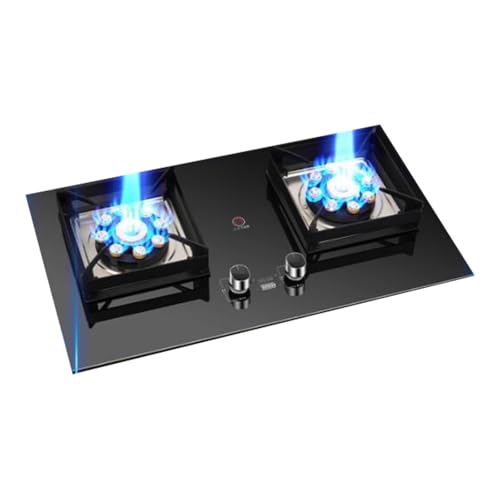 Cuisiniere Gaz Double 9.0Kw - Verre Trempé Cuisiniere, Cuisinières À Gaz À Allumage Électronique Par Impulsion Table Et Encastrées, Cuisinière À Gaz Bilatérale...