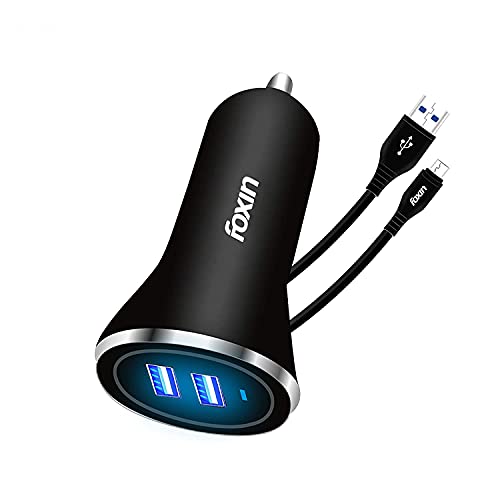 Image of Foxin Fcc-002 Dual Port USB for Car Charger, Charging Adapter, Black
