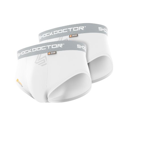 Shock Doctor Core 2-Pack Boy's Brief without Cup(White, Pee Wee, Regular)