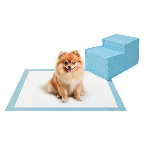 Feandrea Welpen-Unterlagen 100er Set, für Hunde und Welpen, Puppy Pads, Trainingspads, auslaufsicheres Design, schnell trocknend, 60 x 45 cm, blau-weiß PTD046W01