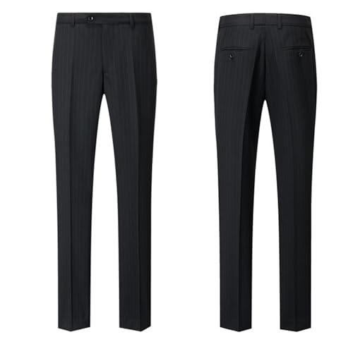 UNINUKOO Mens 3 Piece Suits Pinstripe Slim Fit Peak Lapel Formal Dinner Casual Wedding Tuxedo4