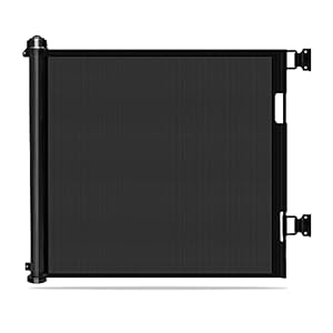 Retractable Baby Gate Dog Gate – Wiscky Extra Wide Safety Gates 33″ Tall, Extends to 59″ Wide, Easy to Roll and Latch Dogs Gate for Doorways, Stairs, Hallways, Deck, Banisters Indoor/Outdoor (Black)